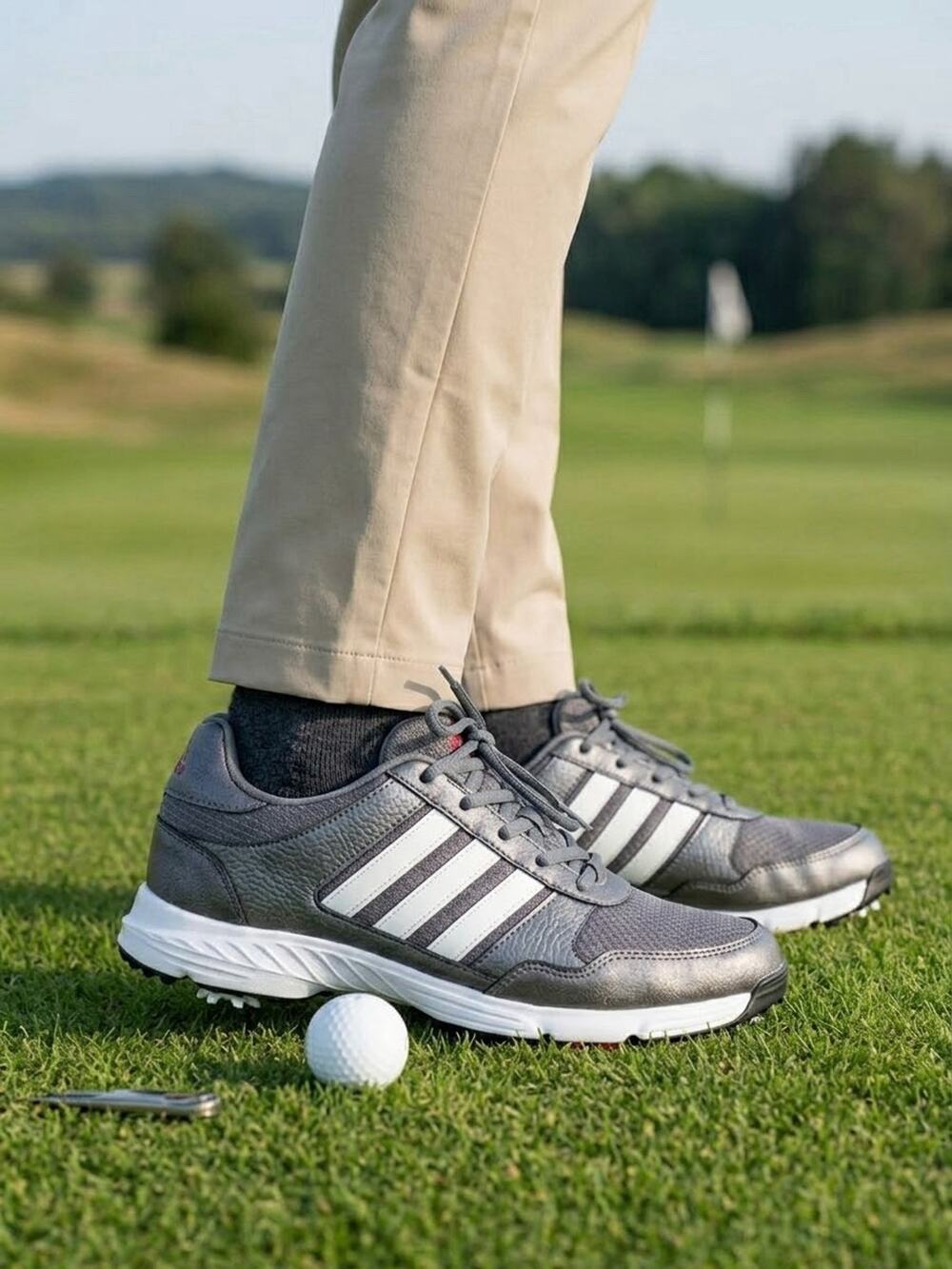 Adidas Men's Tech Response 4.0 Golf Shoes Grey Red Size 7.5 US, F33551